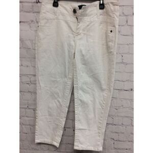 Blue Epic White Cropped straight leg zip front Jeans Pants  6